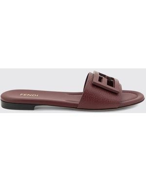Fendi Baguette Mules Aus Leder Mit Ff-Monogramm Und Niedrigem Absatz - Braun