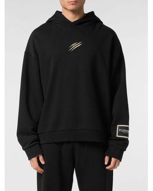 Philipp Plein Relaxed Fit Hoodie With Contrast Back Logo - Black