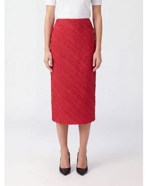 Liviana Conti Saphira High-Waisted Pleated Crêpe Midi Pencil Skirt - Red