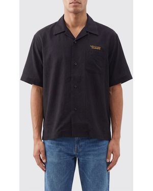 Visvim Silk Bowling Shirt With Rear Embroidered Logo - Black