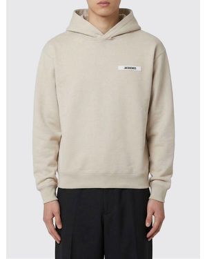 Jacquemus Cotton Hoodie With Logo - Natural