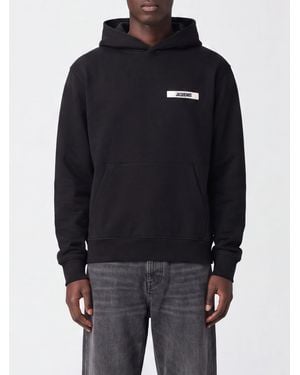 Jacquemus Relaxed Fit Cotton Hoodie With Logo And Dropped Shoulders - Blue