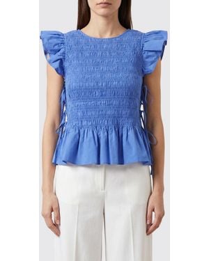 Ganni Sleeveless Ruched Top - Blue