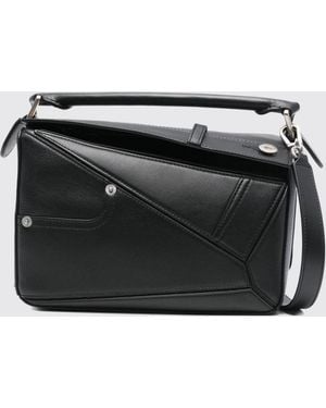 Loewe Kleine Featherlight Puzzle Tasche Aus Kalbsleder Mit Abnehmbarem Riemen - Schwarz