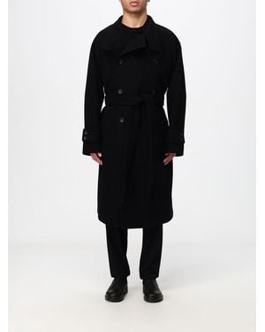 Tagliatore Long Double-Breasted Wool Coat With Waist Belt - Black