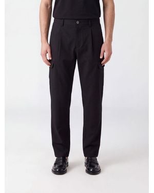 Herno Slim Fit Cargohose Aus Technischem Gewebe Mit Bundfalten Und Mittelhohem Bund - Schwarz