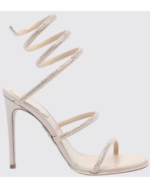 Rene Caovilla Cleo Crystal-Embellished Spiral Strap High-Heeled Sandals - Natural