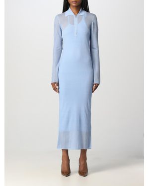 Fendi Ribbed Knit Midi Dress - Blau