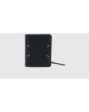 Maison Margiela Grained Leather Bifold Wallet With External Zip - White