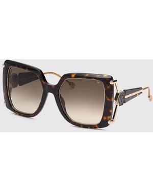 Philipp Plein Queen Cat-Eye Sunglasses With Tortoiseshell Frame And Hexagon Logo - Black