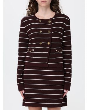 Elisabetta Franchi Striped Viscose Cardigan - Black
