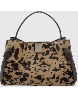 Yuzefi Gyoza Animal Print Pony Hair Mini Handbag With Shoulder Strap - Metallic