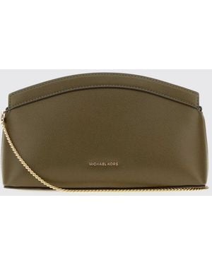 Michael Kors Athena Grained Leather Crossbody Bag With Metal Chain Strap - Green