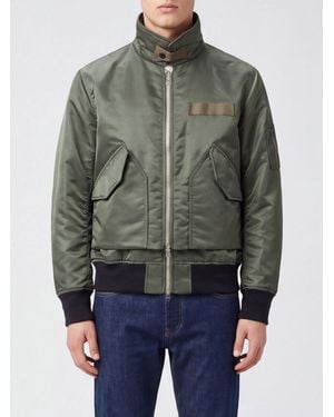 Sacai Windproof Nylon And Cotton Bomber Jacket With Classic Collar And Flap Pockets - Gray