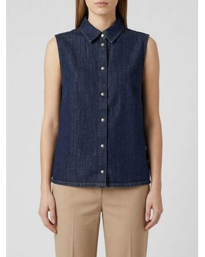 7 For All Mankind Sleeveless Denim Shirt - Blue