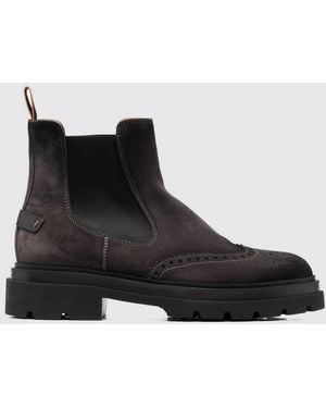 Santoni Wildlederstiefel Mit Budapestermuster - Schwarz