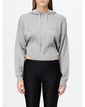 Elisabetta Franchi Jersey-Kapuzenpullover Mit Gesticktem Logo - Grau