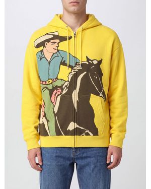 JW Anderson Graphic-Print Cotton Zip-Up Hoodie - Yellow