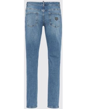 Philipp Plein Distressed Slim Fit Skinny Jeans - Blue