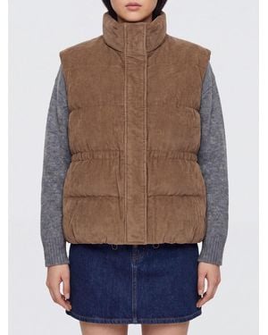 Brunello Cucinelli Quilted Velvet Padded Cropped Gilet With High Neck - Blue