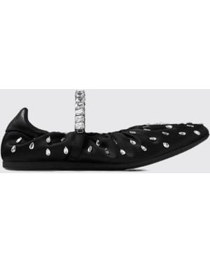 Jimmy Choo Jade Crystal-Embellished Satin Mary Jane Ballet Flats - White