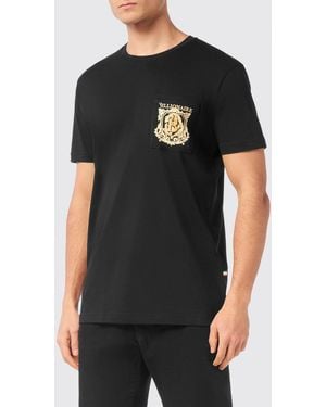 Billionaire Cotton Jersey T-Shirt With Contrast Logo And Pocket - Black