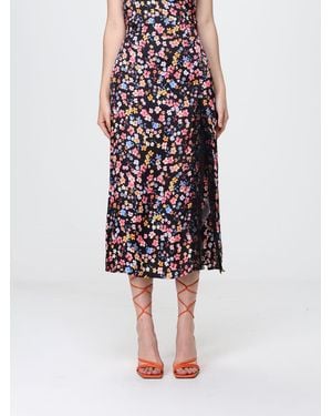 Mar De Margaritas Midi Viscose Skirt With Floral Print - Red