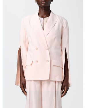 Twinset Double Breasted Linen Blend Blazer - Pink
