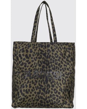 Aspesi Animal Print Polyester Tote Bag - Black