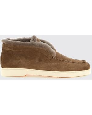 Santoni Chukka-Stiefel Aus Veloursleder Mit Wollfutter Und Gummisohle - Braun