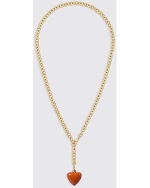 Roxanne Assoulin Brass Necklace With Enamelled Charm - White