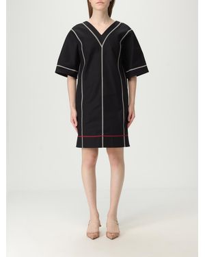 Fendi V-Neck Stitched Dress - Black