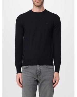 Brooksfield Crewneck Wool Sweater With Long Sleeves And Ribbed Trims - Black