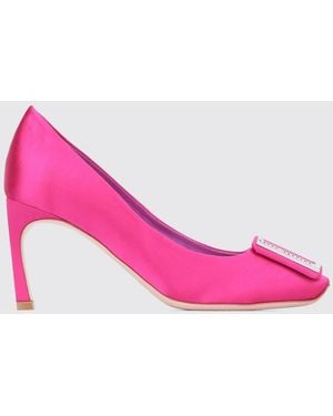 Roger Vivier Trompette Satin Court Shoes With Jewel Buckle - Pink