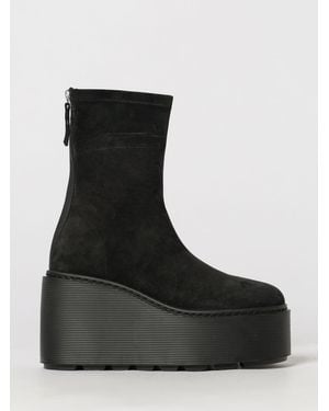 Vic Matié Vic MatiÉ Suede Platform Wedge Ankle Boots With Round Toe - Black
