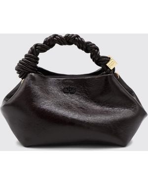 Ganni Bou Mini Bag With Butterfly Logo And Braided Handle - Black
