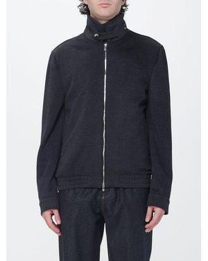 Brunello Cucinelli Wool Bomber Jacket With High Neck And Zip Closure - Blue