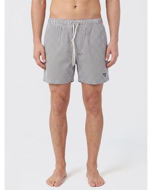 Barbour Chequered Polyester Boxer Swim Trunks - Grey