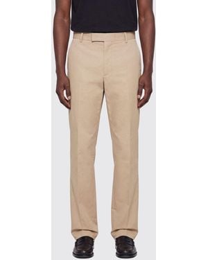 Jil Sander Cotton Tailored Pants With Off-Center Closure - Natural