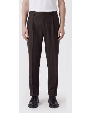Briglia 1949 Pantalones Chino De Mezcla De Lana Y Cachemir Con Pinzas - Marrón