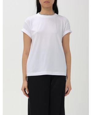 Brunello Cucinelli Embroidered Collar Cotton T-Shirt - White