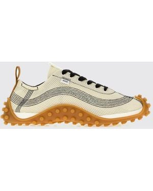 Ami Paris Mirage Technical Mesh Trainers With Notched Sole And Applied Logo - Natural
