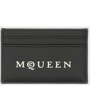 McQueen Leather Credit Card Holder - Grey
