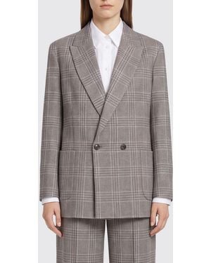 Circolo 1901 Tartan Double-Breasted Cotton Blazer - Gray