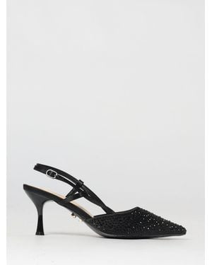 Twentyfourhaitch San Francisco Satin Slingbacks With Rhinestones - Black