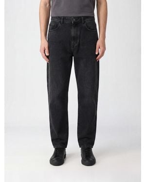 Canali Vaqueros Baggy D-Macro De Denim De Algodón De Tiro Medio Con Cinco Bolsillos - Negro