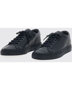 Common Projects Achilles Low Smooth Calfskin Sneakers With Laminated Logo - Blue