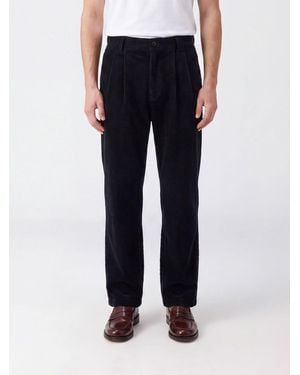 A.P.C. Ricky Wide-Leg Cotton Pants With Pleats And Mid-Rise Waist - Blue