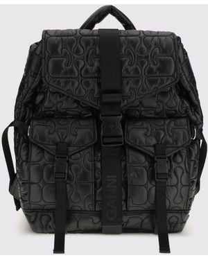 Ganni Backpack With Logo in Blue | Lyst