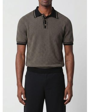 Tagliatore Bicolour Cotton Knit Polo Shirt - Grey